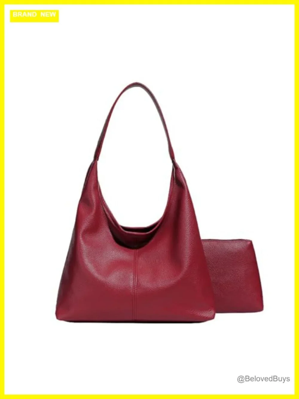 Slouchy Hobo Bag Faux Leather Shoulder Tote Work Handbag 2pc